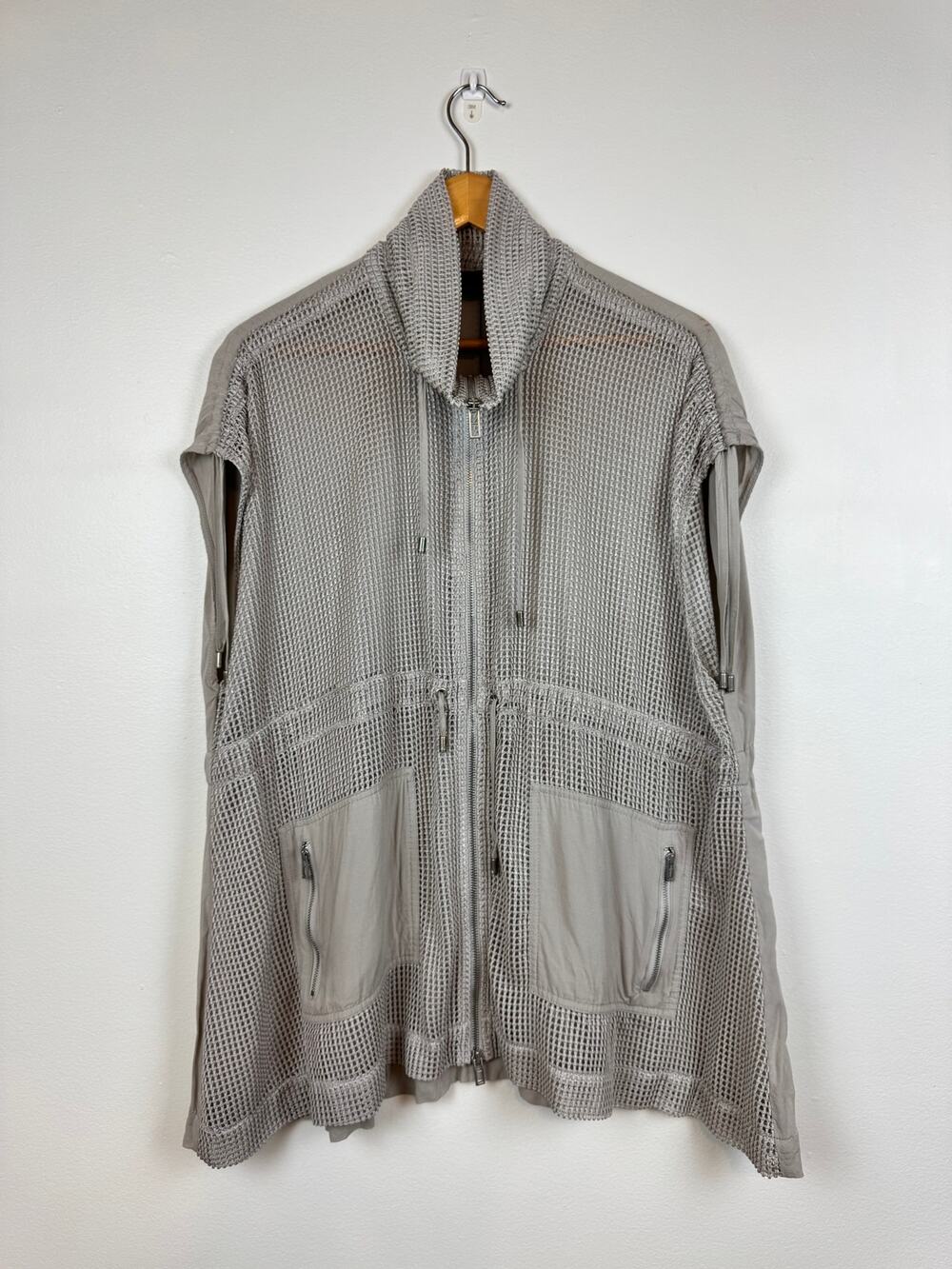Armani Exchange Women Mesh Utility Vest Front Full Zip Closure Size Small